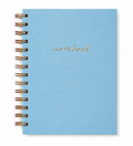 Gold Metal Spiralli Keten Dokulu Notebook - Açık Mavi
