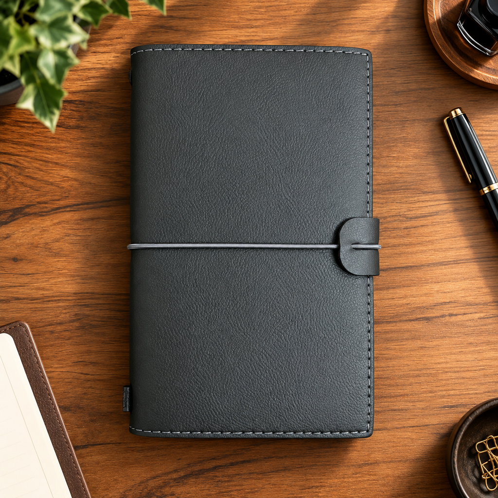 Deri Kapak Defter 3’ü 1 Arada – Çizgili, Kareli ve Çizgisiz, 12 × 19 cm