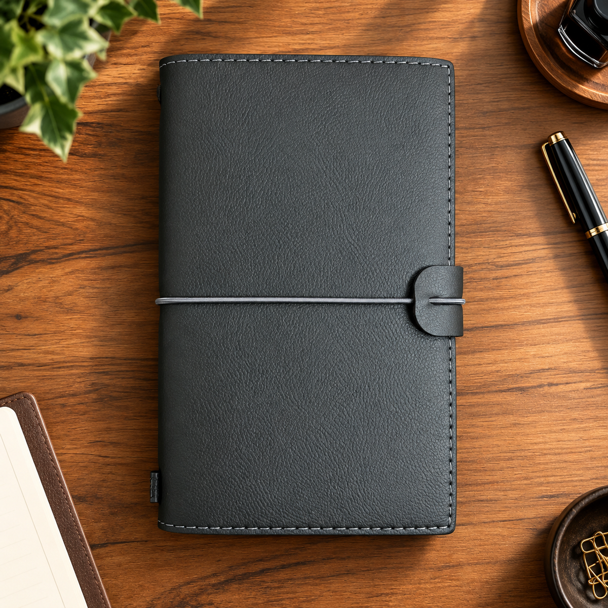 Deri Kapak Defter 3’ü 1 Arada – Çizgili, Kareli ve Çizgisiz, 12 × 19 cm