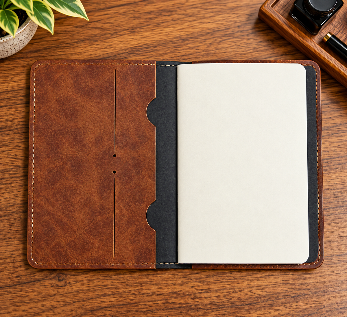 Mini Deri Defter ve Organizer – 128 Sayfa, 9 × 14 cm