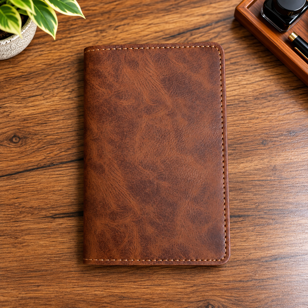 Mini Deri Defter ve Organizer – 128 Sayfa, 9 × 14 cm
