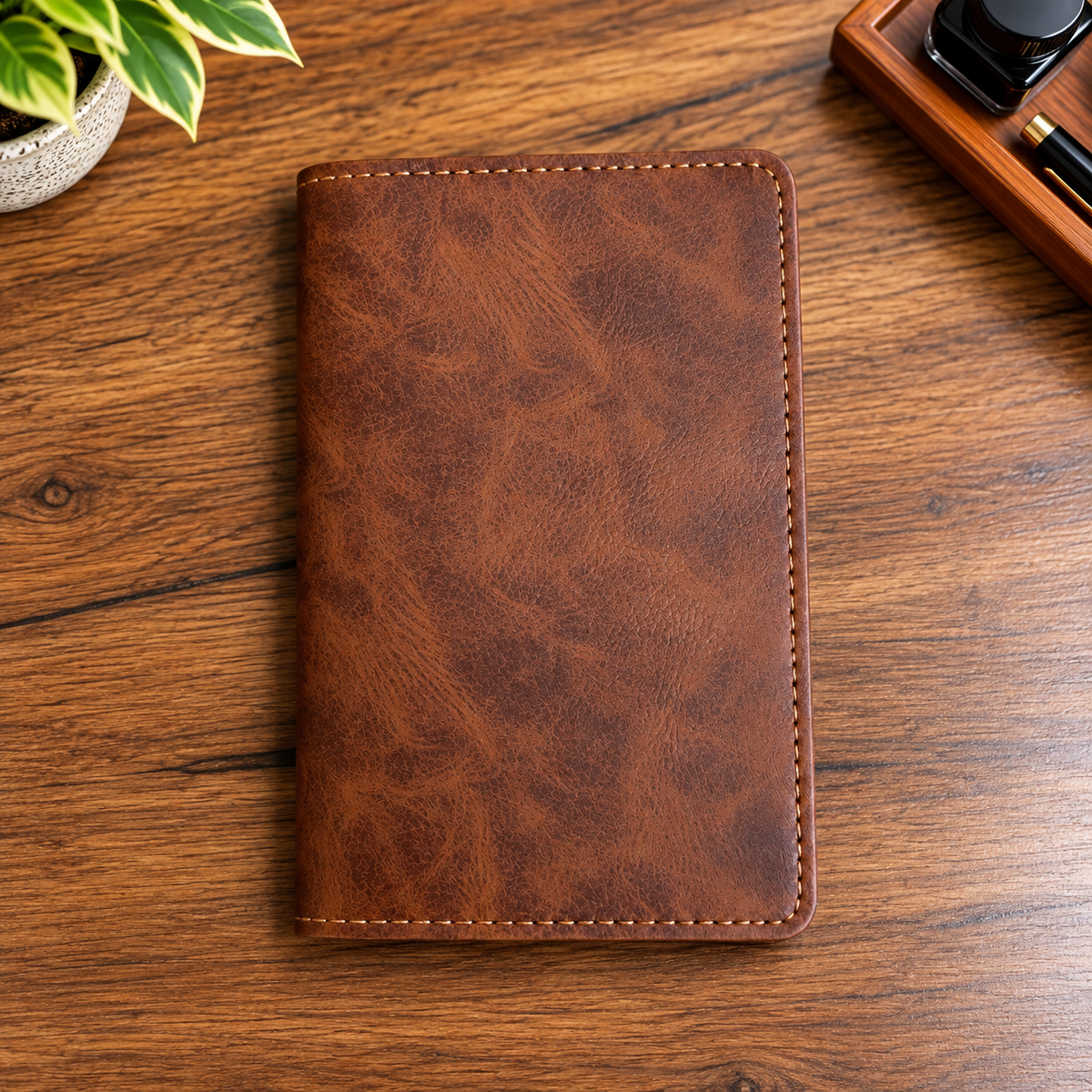 Mini Deri Defter ve Organizer – 128 Sayfa, 9 × 14 cm