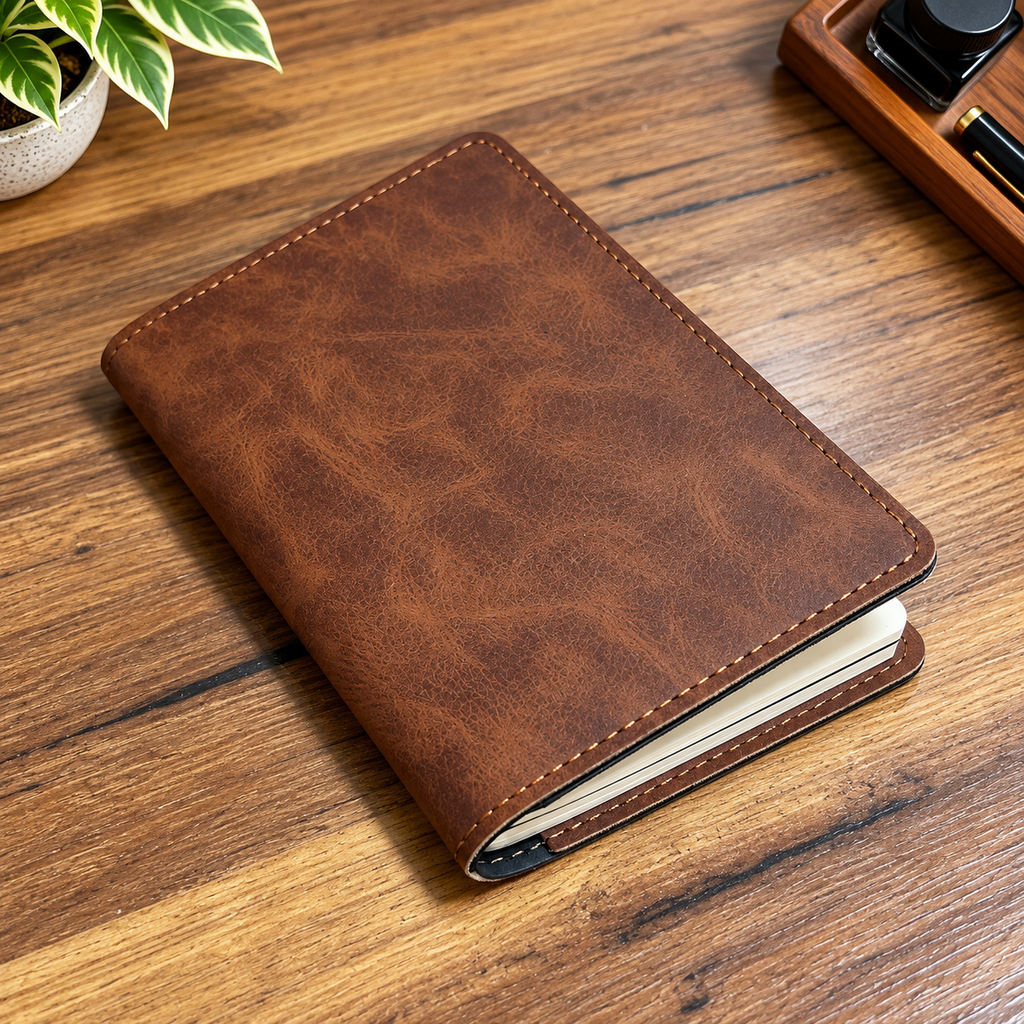 Mini Deri Defter ve Organizer – 128 Sayfa, 9 × 14 cm
