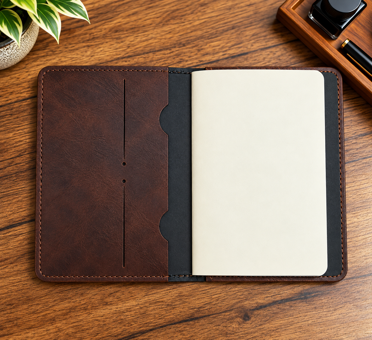 Mini Deri Defter ve Organizer – 128 Sayfa, 9 × 14 cm