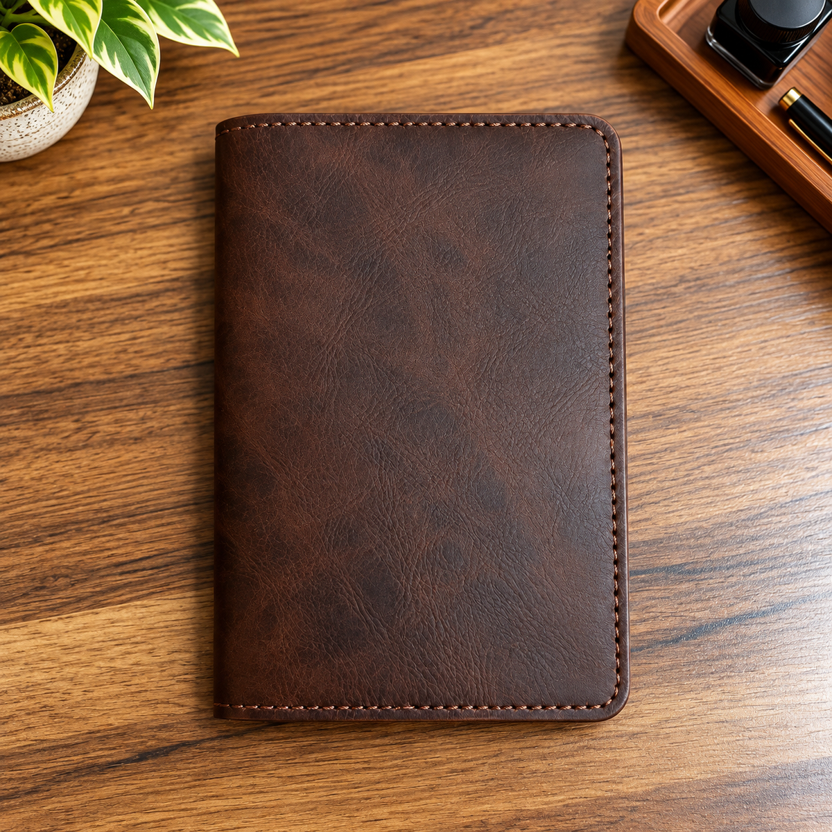 Mini Deri Defter ve Organizer – 128 Sayfa, 9 × 14 cm