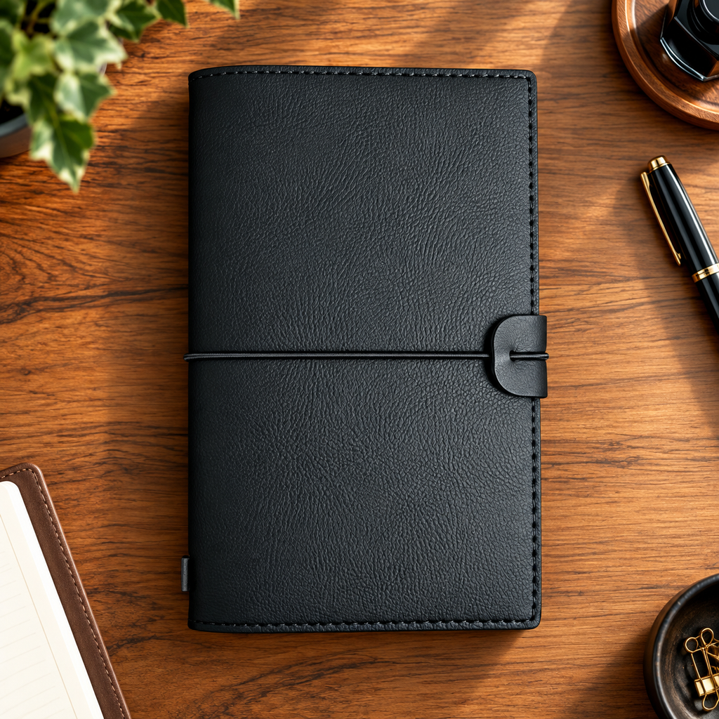Deri Kapak Defter 3’ü 1 Arada – Çizgili, Kareli ve Çizgisiz, 12 × 19 cm