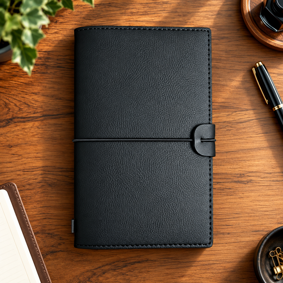 Deri Kapak Defter 3’ü 1 Arada – Çizgili, Kareli ve Çizgisiz, 12 × 19 cm
