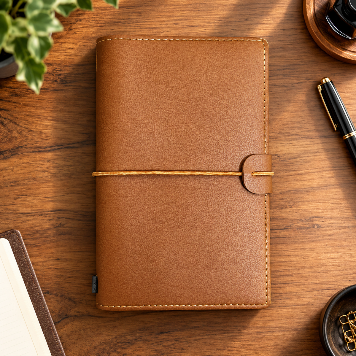 Deri Kapak Defter 3’ü 1 Arada – Çizgili, Kareli ve Çizgisiz, 12 × 19 cm