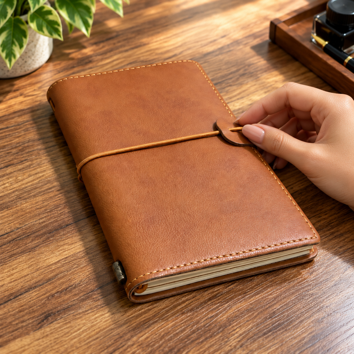 Deri Kapak Defter 3’ü 1 Arada – Çizgili, Kareli ve Çizgisiz, 12 × 19 cm