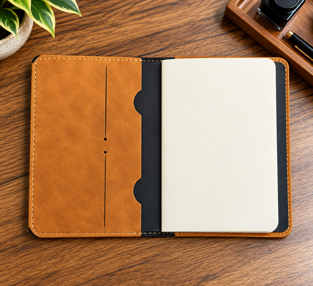 Mini Deri Defter ve Organizer – 128 Sayfa, 9 × 14 cm