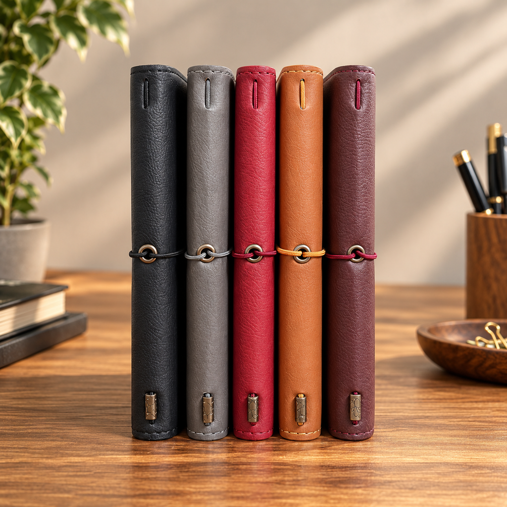 Deri Kapak Defter 3’ü 1 Arada – Çizgili, Kareli ve Çizgisiz, 12 × 19 cm