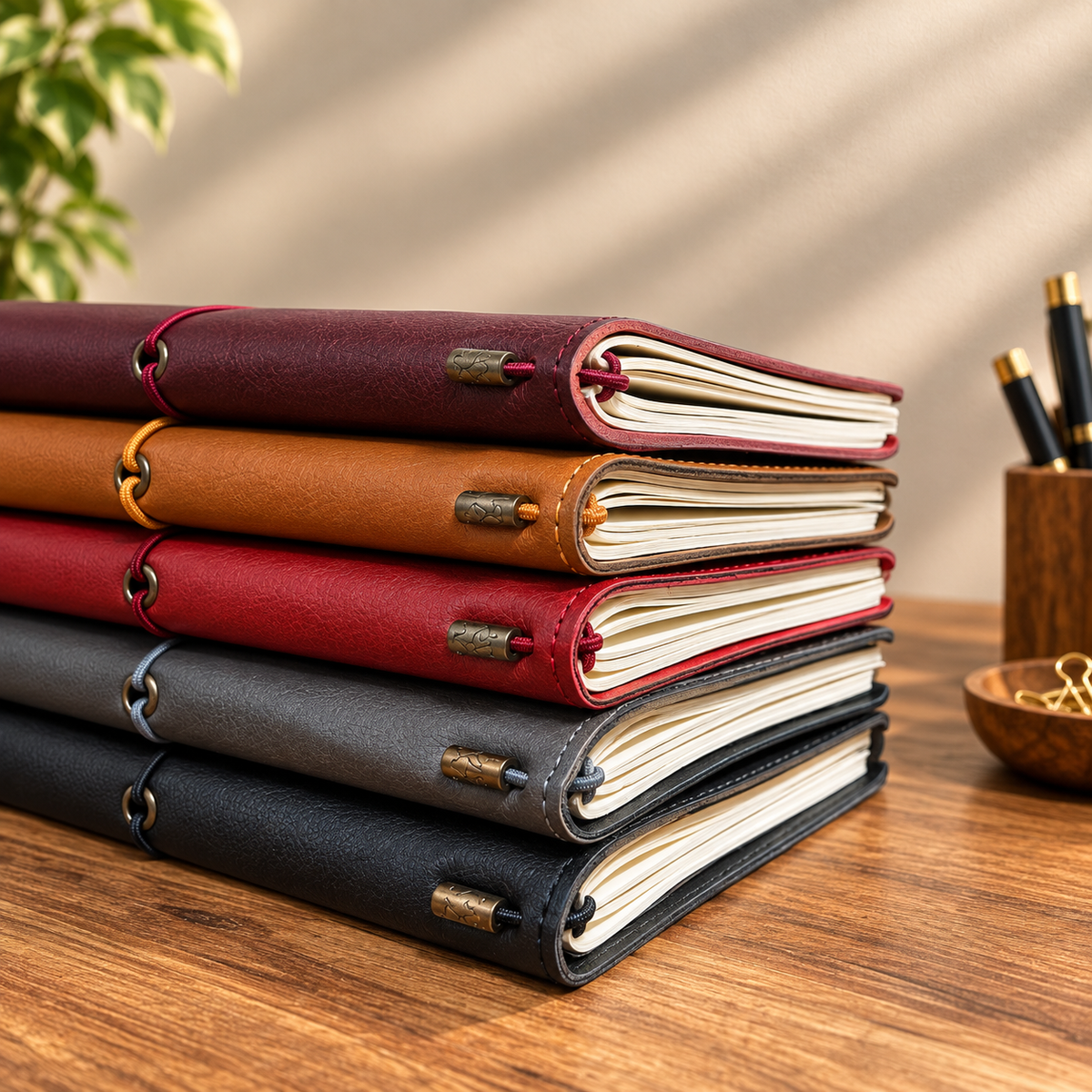 Deri Kapak Defter 3’ü 1 Arada – Çizgili, Kareli ve Çizgisiz, 12 × 19 cm